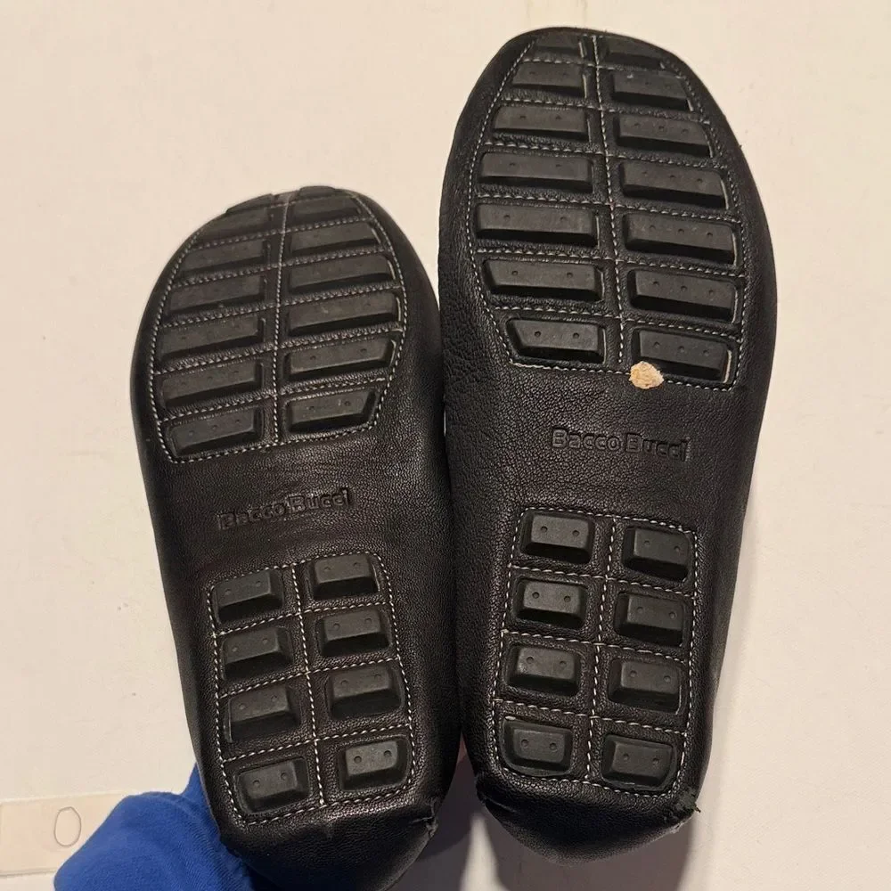 Bacco Bucci Black Leather Bit Moccasins